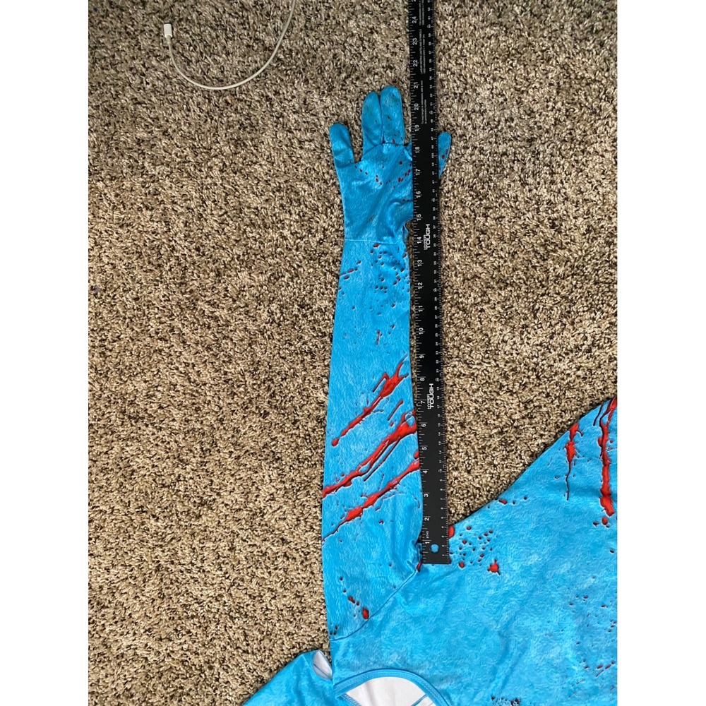 Huggy Wuggy Poppy Playtime Kids Costume Blue Blood Splatter Horror Game Cosplay
